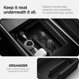 Spigen One-Touch Hidden Storage Box (Carbon Edition) Designed for Tesla Model 3/Y Center Console Organizer Armrest 2024/2023/2022 [Not Compatible with Model 3 2024 Refresh]