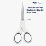 Westcott 13901 8-Inch Titanium Scissors For Office and Home, Yellow/Gray, 2 Pack