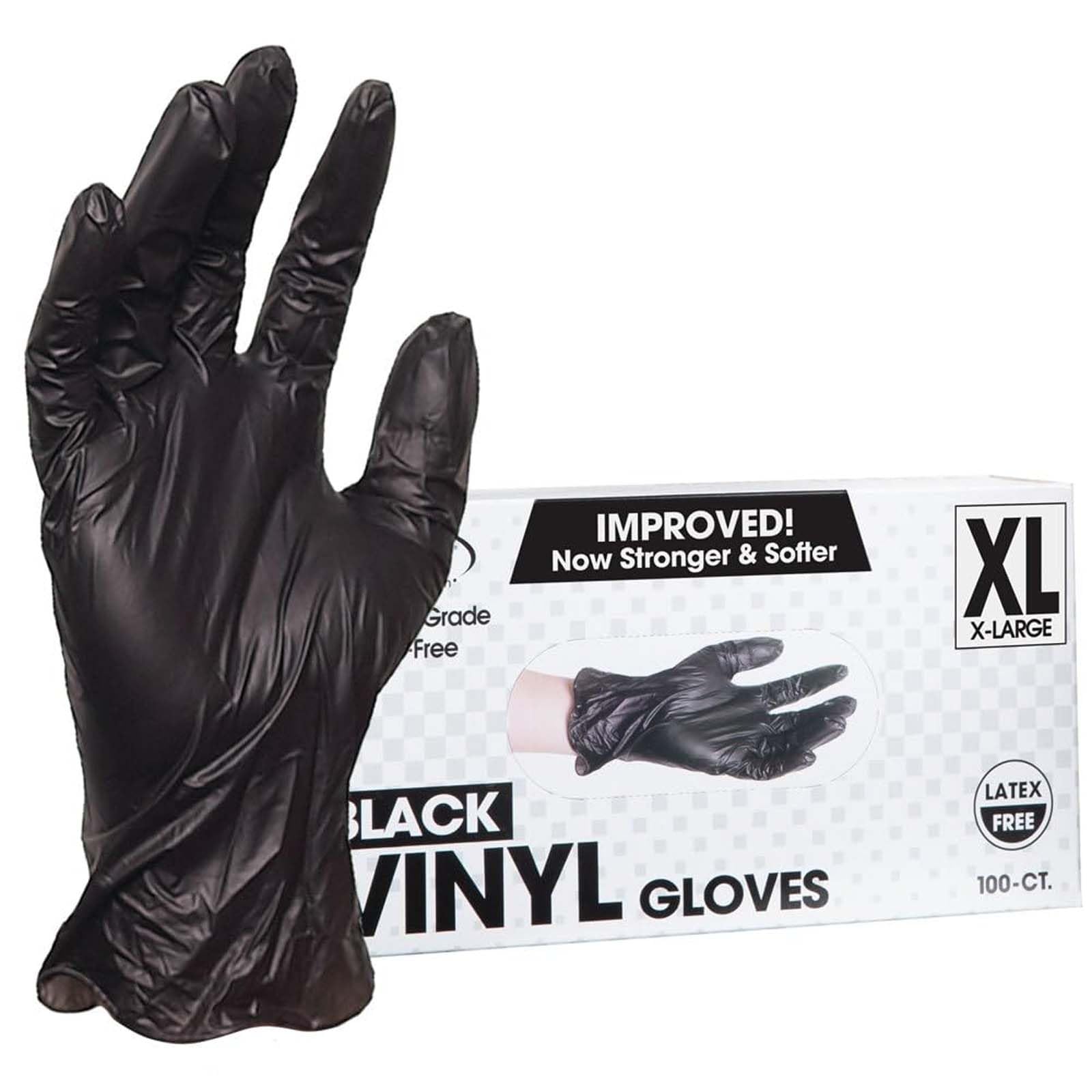 ForPro Disposable Vinyl Gloves, Clear, Industrial Grade, Powder-Free, Latex-Free, Non-Sterile, Food Safe, 2.75 Mil. Palm, 3.9 Mil. Fingers, X-Large, 100-Count