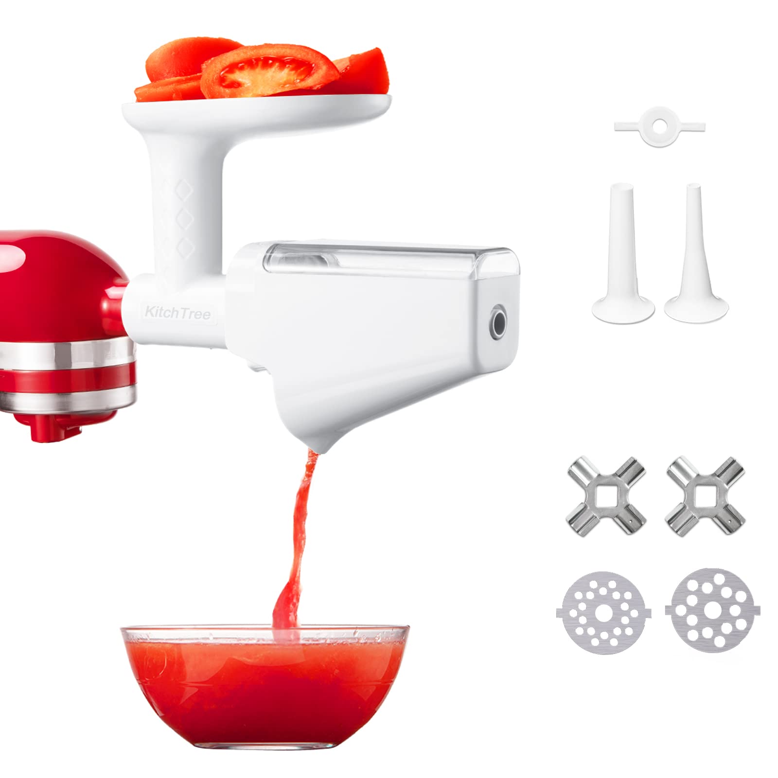 KITCHTREE Fruit & Vegetable Strainer Attachment Set for KitchenAid - Includes Food Grinder Attachment and Sausage Stuffer Tubes, Compatible with KitchenAid Stand Mixers