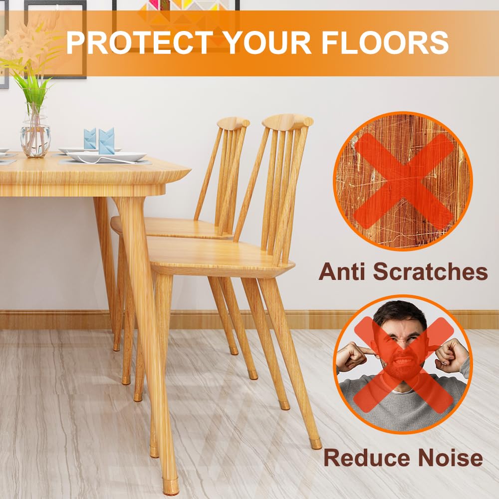 24 Pcs Chair Leg Floor Protectors for Hardwood Floors Silicone Covers to Protect Wood Tile Floors Felt Pads Furniture Leg Caps Anti-Scratch Reduce Noise (Fit:1.3"-2")