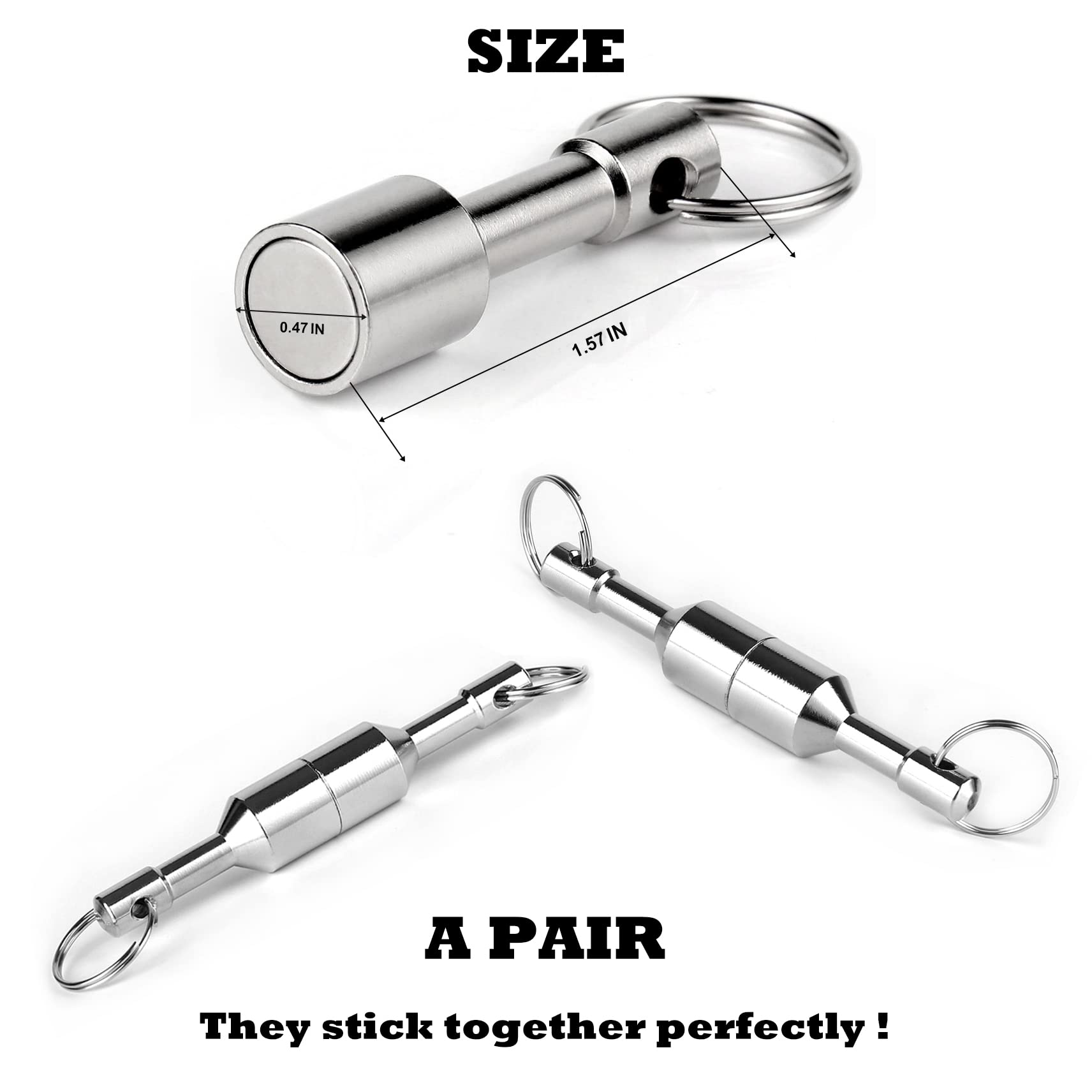 WELLZEER Keychain Magnet for Testing Brass,Keychain Pocket Magnets for Purse with Strong Magnetic Rare Earth Neodymium,Gold,Silver, Jewelry,Ferrous Metals Test Magnet (2PACK-D12mm)