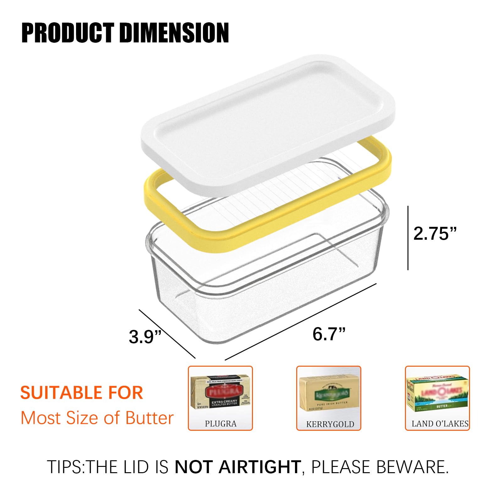 UNIVIVO Butter Slicer Cutter, Stick Butter Container Dish with Lid for Fridge, Easy Cutting Two 4oz Sticks (Not Airght, Small)