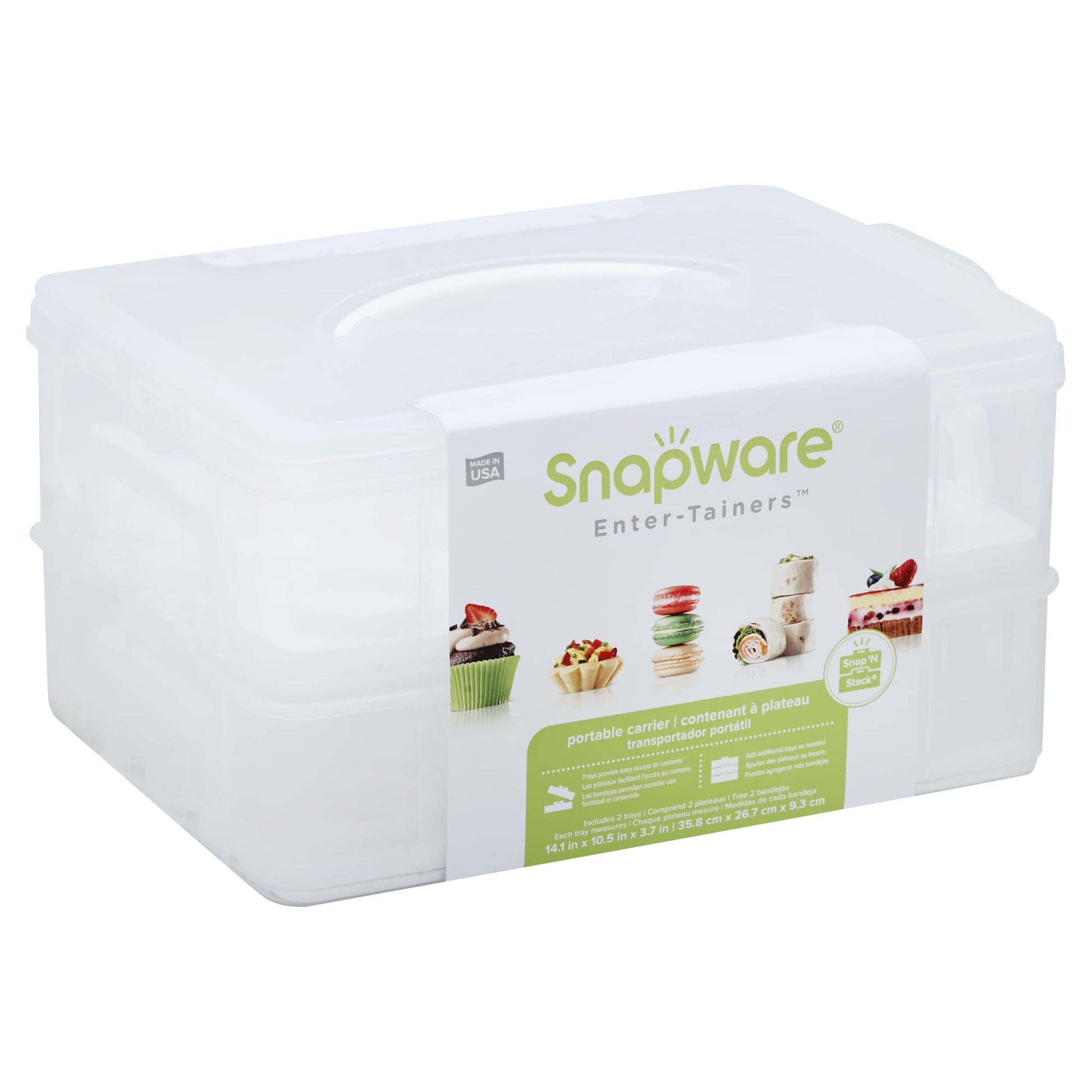 Snapware (2-Layer, 24 Cupcakes Plastic Detachable Cupcake Carrier Storage Container With Lid and Handle, Freezer Dishwasher Microwave Safe