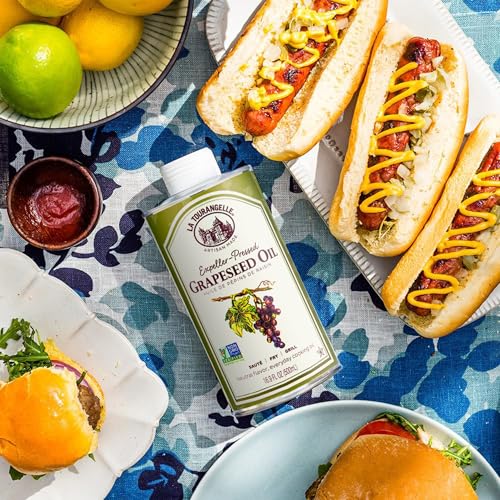 La Tourangelle, Expeller-Pressed Grapeseed Oil, High Heat Neutral Cooking Oil, Cast Iron Seasoning, Also Great for Skin, Hair, and DIY Beauty Recipes, 16.9 fl oz