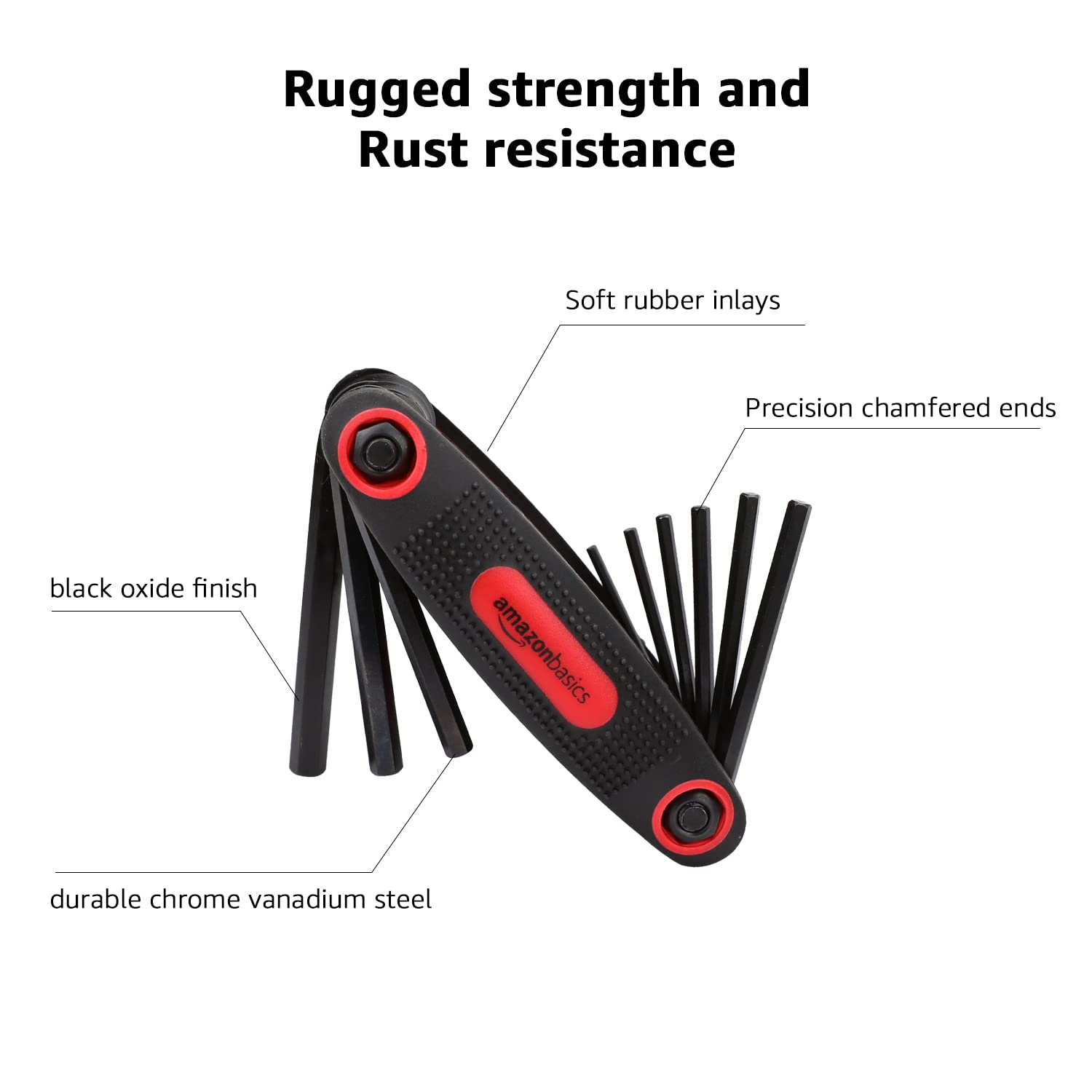 Amazon Basics Folding Hex Key Set, Metric, SAE, and Star Sizes, 3-Pack