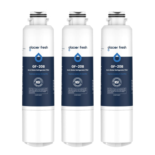 GLACIER FRESH Compatible with Samsung DA29-00020B Refrigerator Water Filter, DA29-00020A/B, DA29-00020B-1, HAF-CIN/EXP, 46-9101, RF4267HARS For French Door Fridge Kitchen (3 PACK)