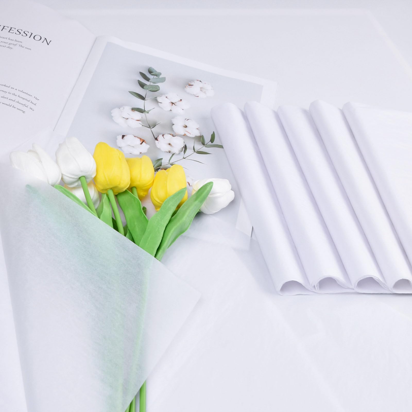 130 Sheets 14"x20" White Tissue Paper for Gift Bags, Gift Wrapping Tissue Paper Bulk for DIY Crafts, Birthday, Christmas, Party Decor