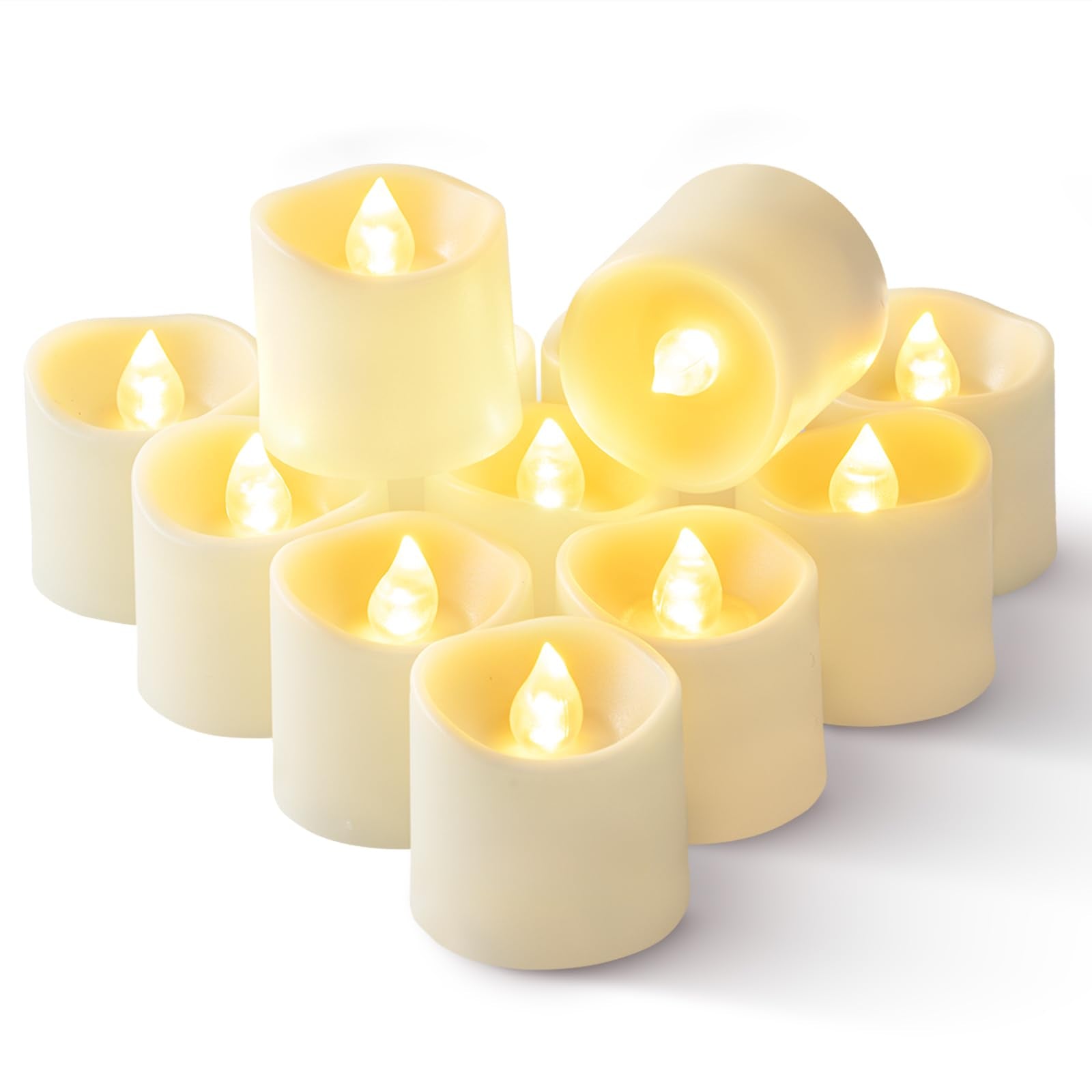 Homemory 12Pack Timer Flameless LED Votive Candles, Long Lasting Battery Operated Tea Light with Timers, 6 Hours On and 18 Hours Off Cycle Automatically for Wedding, Table Decorations (Warm White)