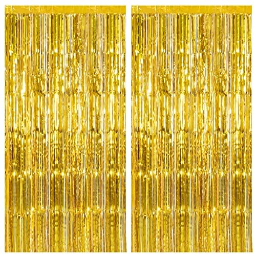 2 Pack Black Party Streamers Backdrop Tinsel Foil Fringe Curtains Halloween Party Decorations Birthday Wednesday Twilight Party Decorations Graduation Wizard Party Supplies