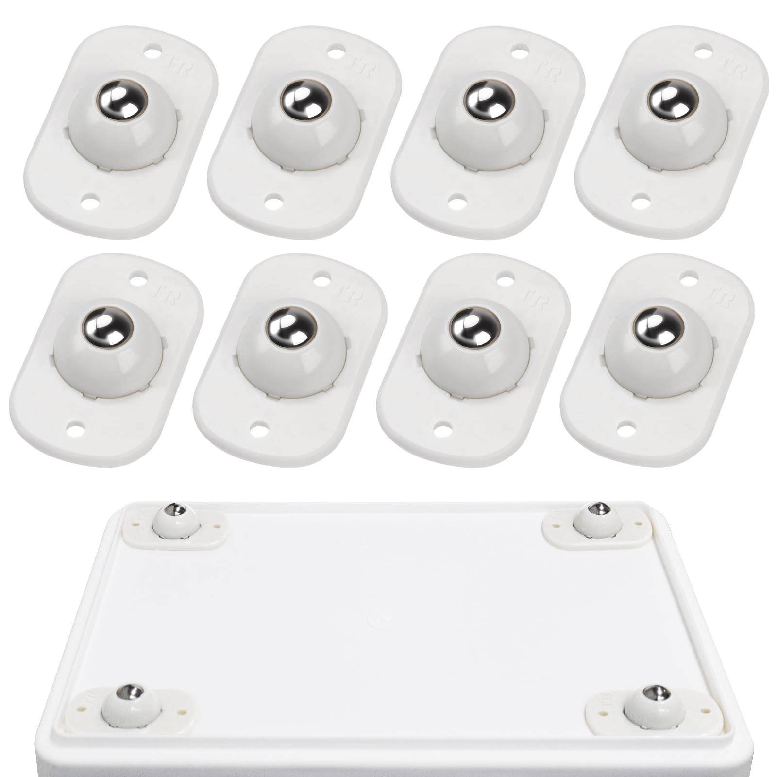 Self Adhesive Caster Wheels, Appliance Rollers for Kitchen Appliances, 360 degrees Swivel Mini Universal Wheel Roller Casters, Sticky Pulley for Trash Can, Storage Box, Appliance Slider (8, White-Swivel)