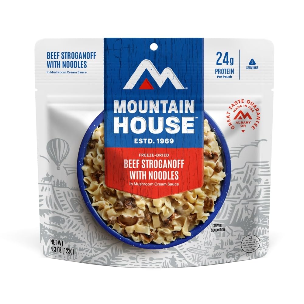 Mountain House Rindfleisch Stroganoff mit Nudeln | Gefriergetrocknete Trekking- & Campingnahrung | 2 Portionen