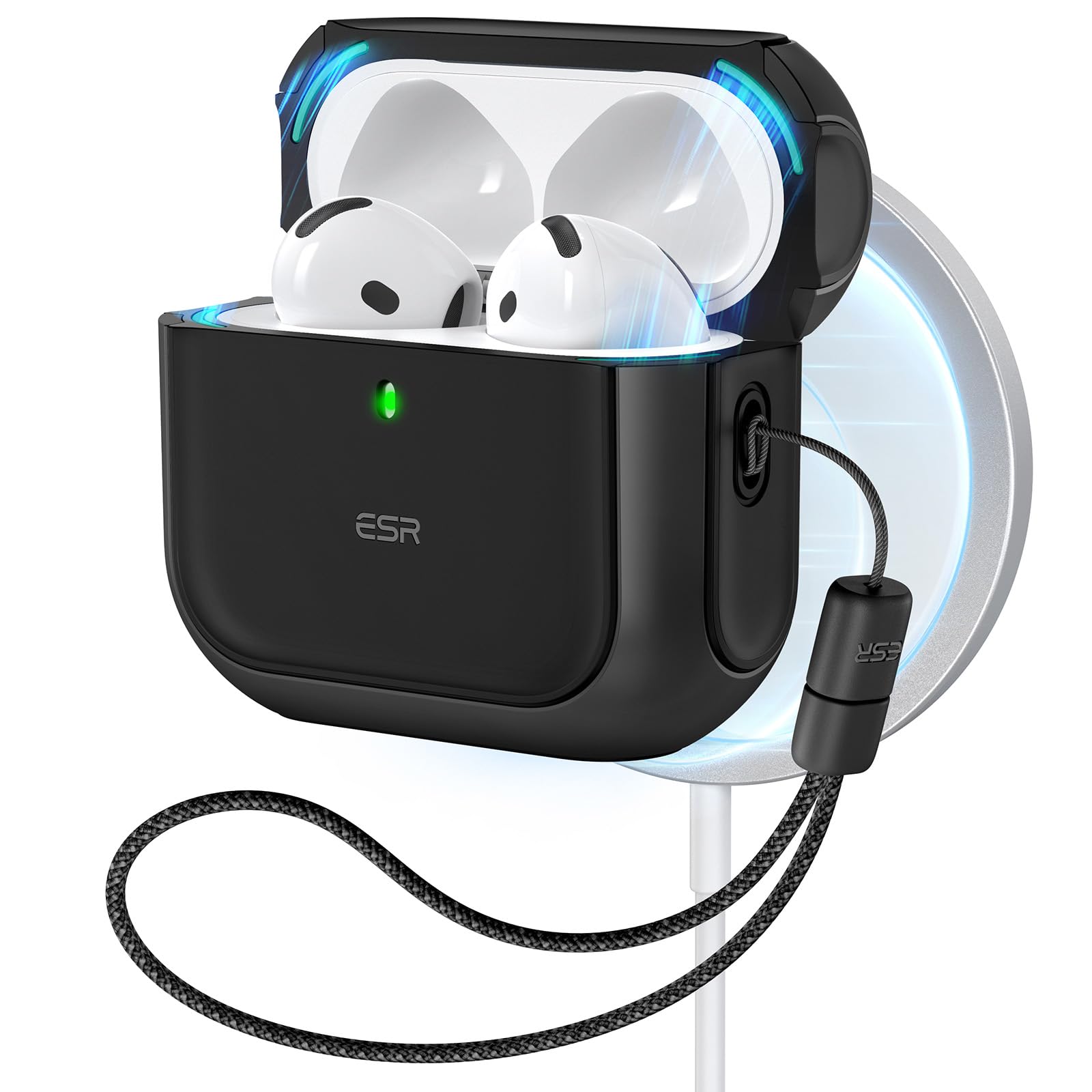 ESR for AirPods Pro 2nd Generation Case (HaloLock), Compatible with Airpods Pro Case 2nd/1st Gen (2023/2022/2019), Compatible with MagSafe, Full Drop Protection Cover with Lanyard, Black