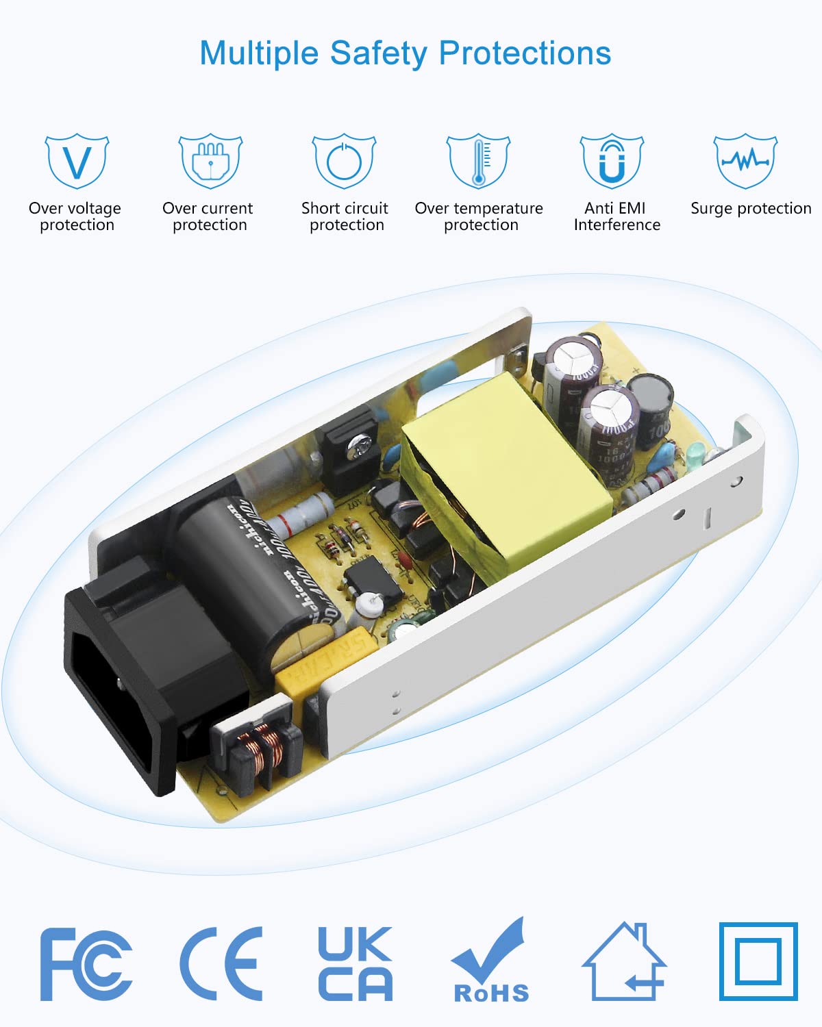 ALITOVE 24V 3A 72W AC to DC Adapter Power Supply Converter AC 100V ~ 240V to DC 24V 3amp Transformer with 5.5x2.1mm DC Output Jack for 5050 3528 LED Strip Module Light, CCTV Camera System