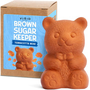 Vivid Works Brown Sugar Keeper - Terracotta Brown Sugar Bear to Maintain Food Moisture in Storage Container - Terra Cotta Food Saver