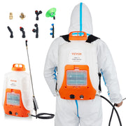 VEVOR Battery Powered Backpack Sprayer, 0-90 PSI Adjustable Pressure, 4 Gallon Tank, Back Pack Sprayer with 8 Nozzles and 2 Wands, 12V 8Ah Battery, Wide Mouth Lid for Weeding, Spraying, Cleaning