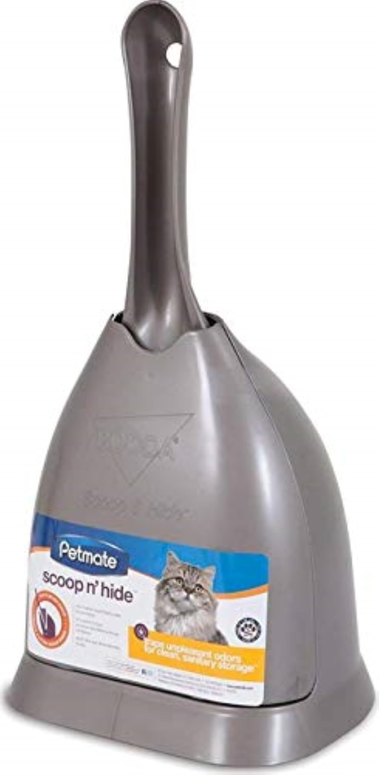 Petmate Scoop N' Hide Katzenstreuschaufel mit diskretem Katzenstreuschaufelhalter, gebürsteter Nickel