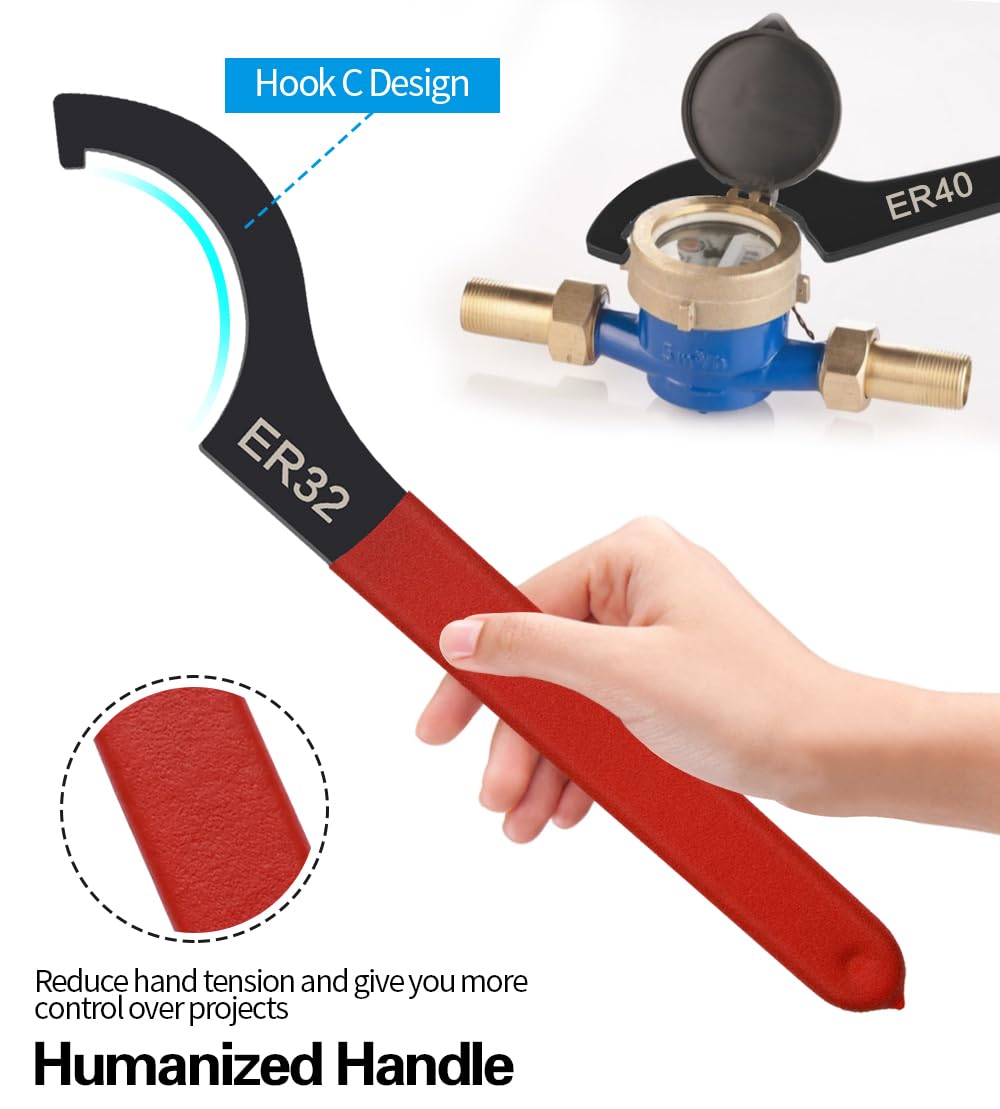 Mdvora 6pcs Coilover Spanner Wrench Set, C-Shape Shock Spanner Hook Wrench Tools, for Suspension System and Shock Adjustment