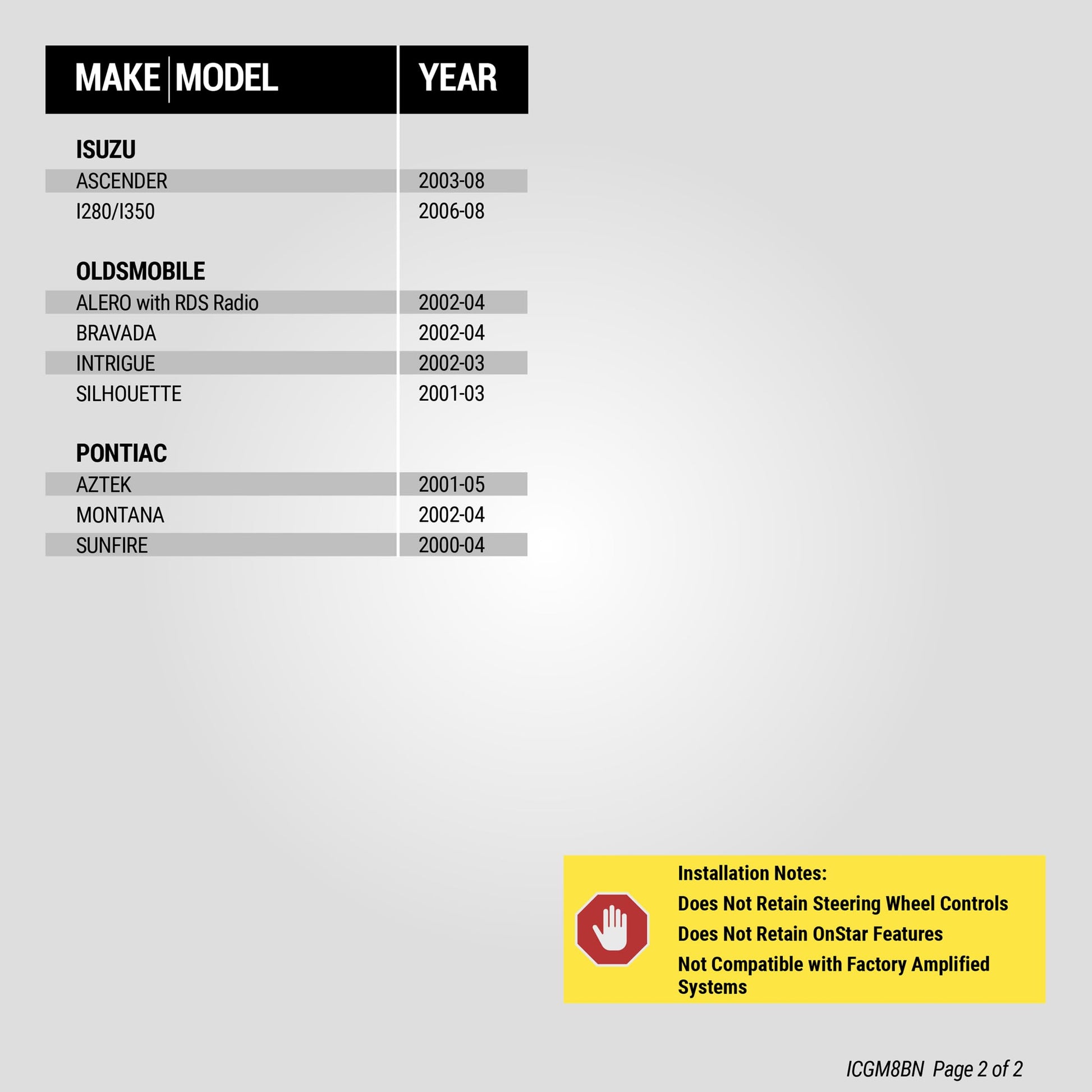 Scosche ICGM8BN Double DIN Radio Installation Dash Kit Compatible with Select 1992-2012 General Motors Vehicles - Complete Basic Aftermarket Car Stereo Install Kit - See Fit Guide Image for Vehicles