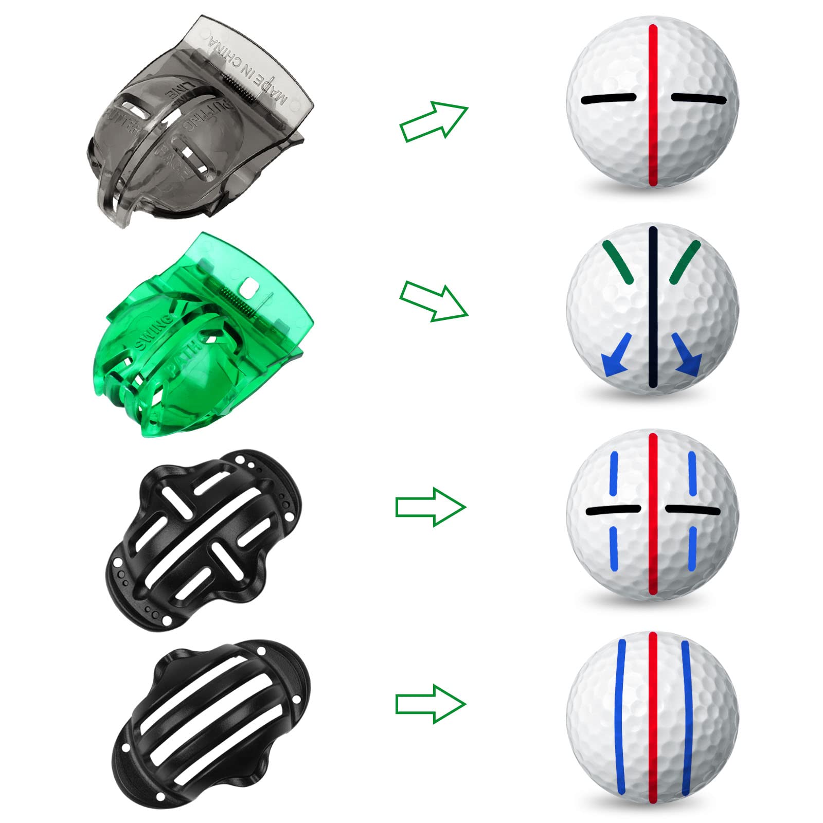 8 Pack Golf Ball Marker Liner Drawing Marker, 4 Golf Ball Marker Stencil and 4 Color Golf Ball Markers, Golf Ball Line Marker Tool, Golf Ball Alignment Marking Tool for The Golfer
