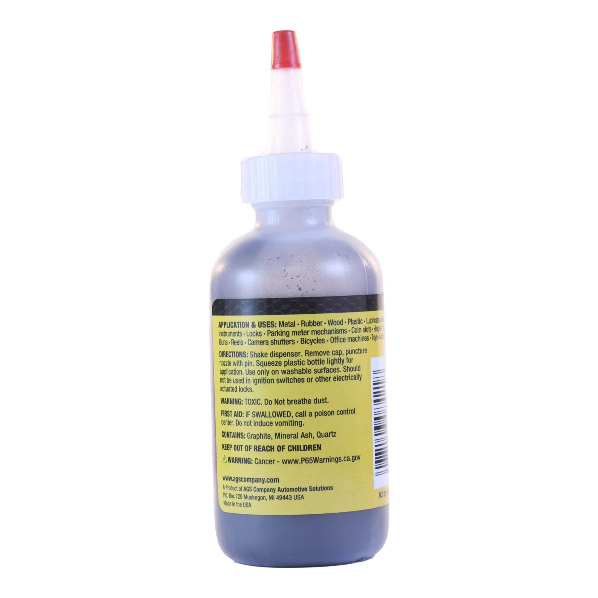 AGS Company MR. ZIP Extra Fine Dry Graphite Lubricants Bottle 2oz., Advanced Dry Film Lubricant, Robust Home Improvement Aid, Diminish Friction and Midigate Wear