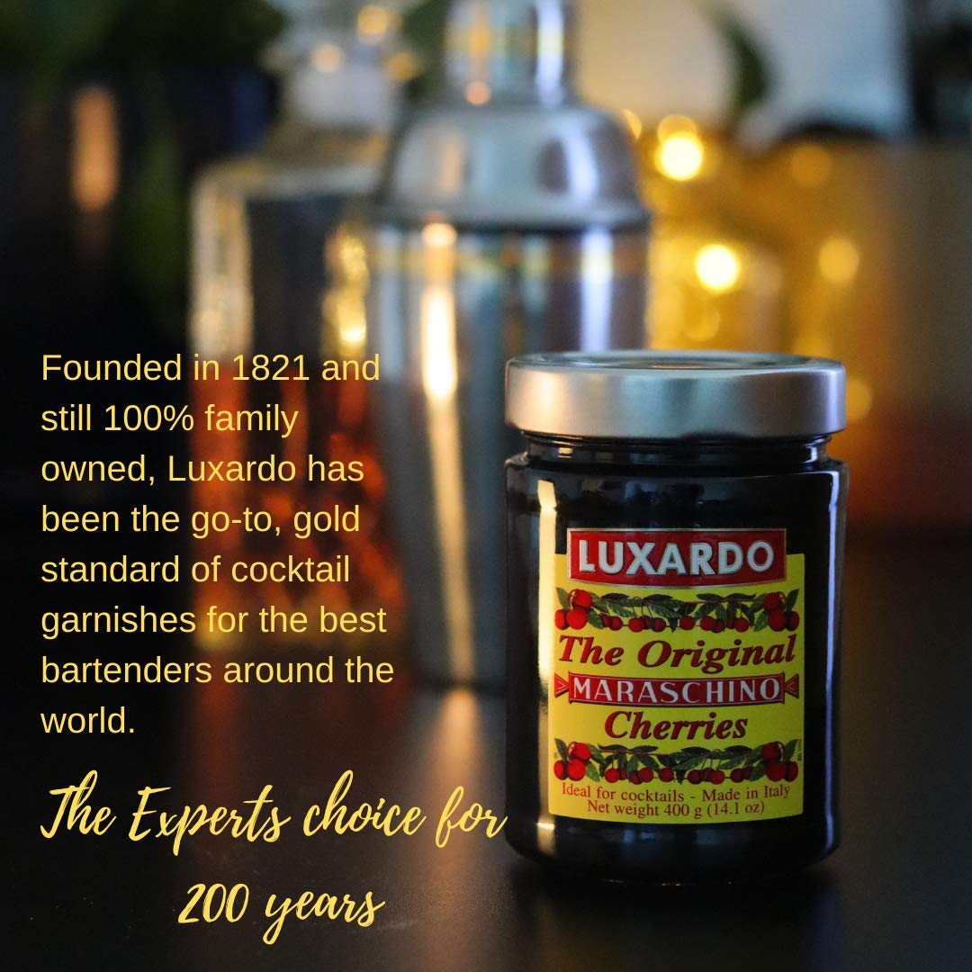 Luxardo The Original Maraschino Cherries | Gourmet Italian Maraschino Cherries | Ideal for Cocktails and Desserts, 400g Jar