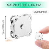 Magnetic Snaps Buttons Plum Magnetic Snap Closures for Purses Bags Clothes Handbags Scrapbooking,Magnetic Purse Closure Fasteners,Sewing on Magnetic Snaps for DIY Craft (15mm) (Silver)