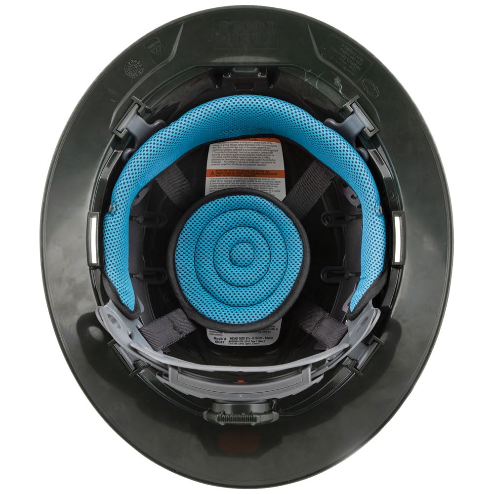 Klein Tools 60347 Hard Hat, Vented Full Brim, Class C, Premium KARBN Pattern, Rechargeable Lamp, Padded Sweat-Wicking Sweatband, Top Pad