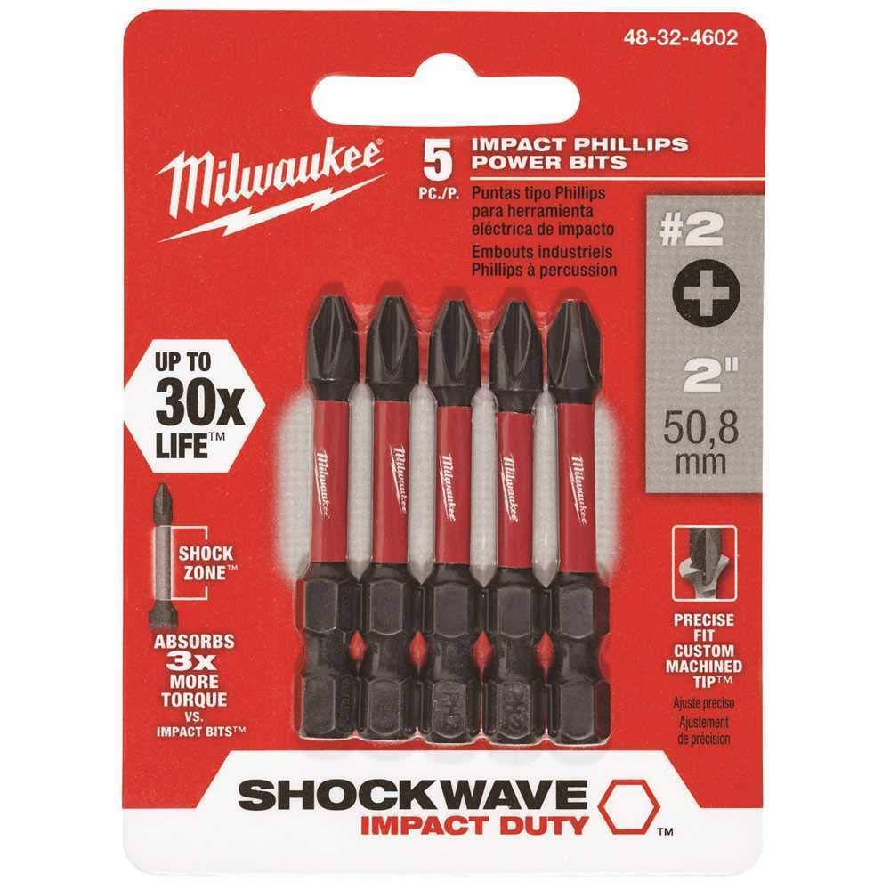 Milwaukee 48-32-4602 Phillips Power Bits 5 Pack