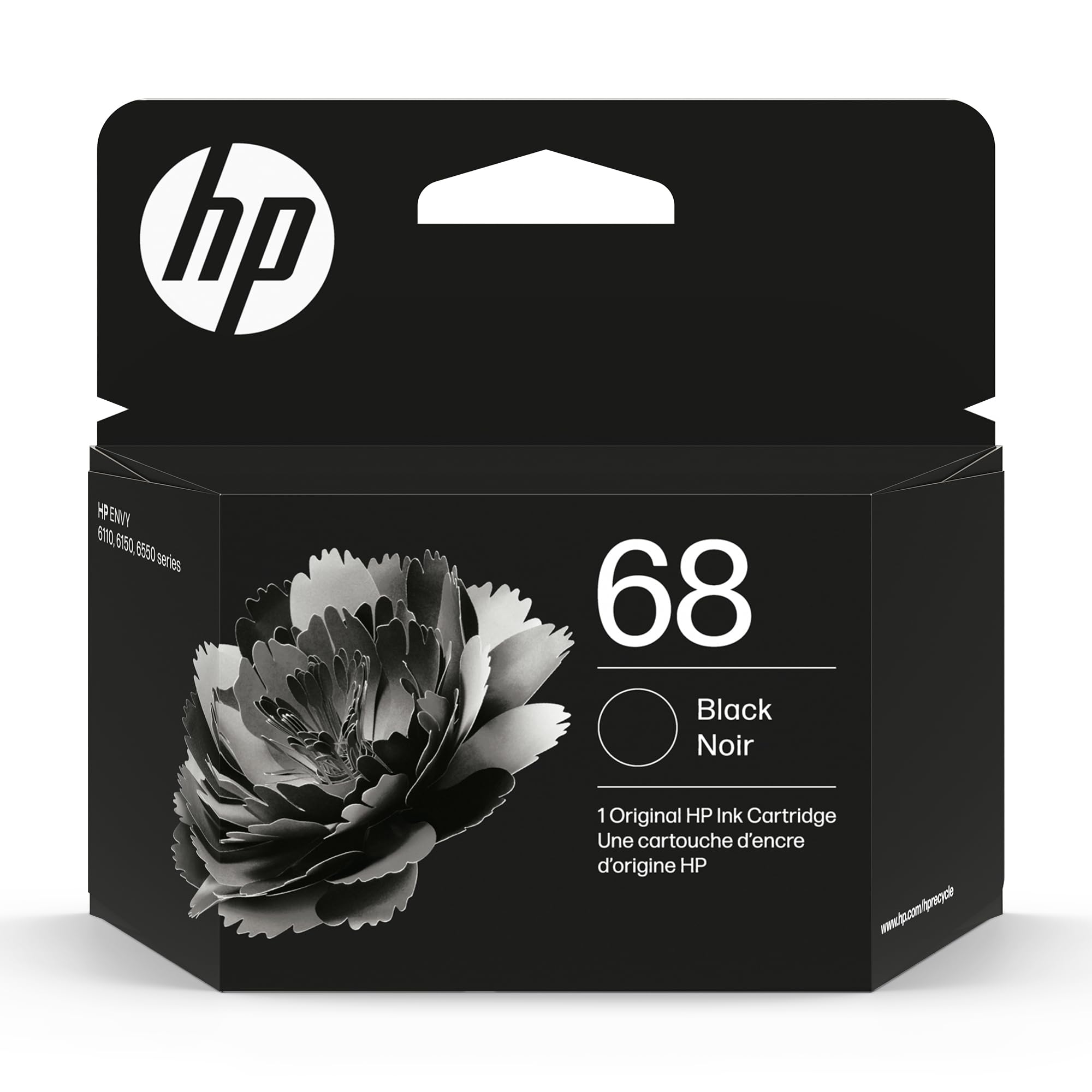 HP 68 Black Ink Cartridge | Works Envy 6100e, 6500e Series | Eligible for Instant Ink | 7FP21TN
