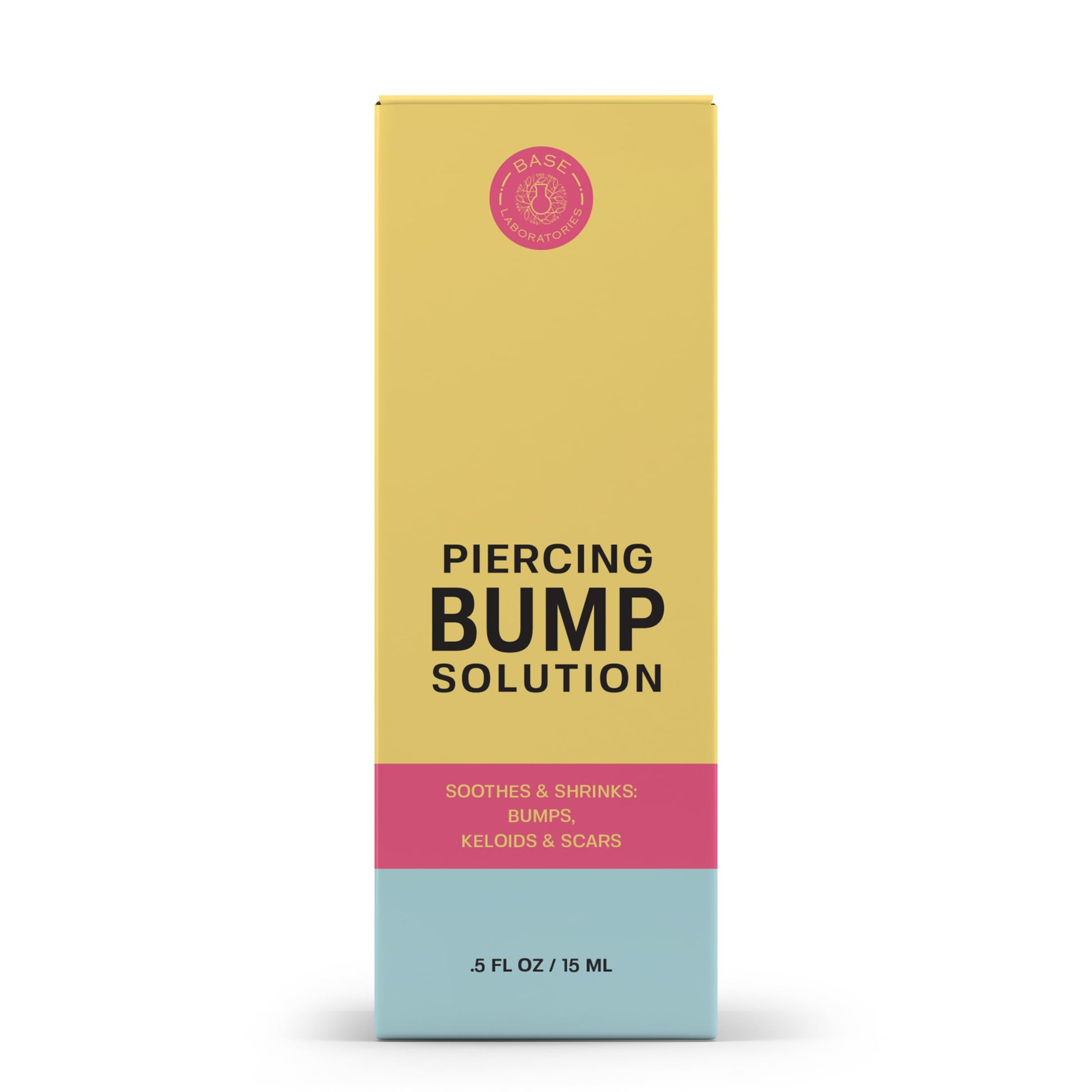 BASE LABORATORIES Piercing Bump Solution & Keloid Bump Removal | Soothing Piercing Aftercare for Piercing Bumps & Keloid Scar Removal | Ear & Nose Keloid Bumps Piercing Aftercare Solution Oil | 0.5 oz