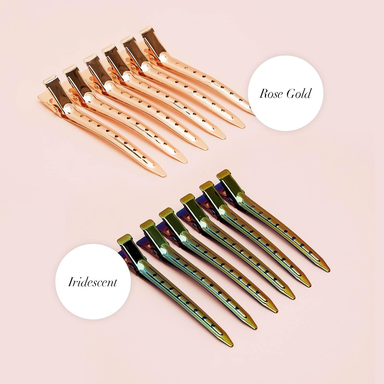 Kitsch Duck Billed Hair Clips for Styling, Metal Hair Clips for Women, Alligator Hair Clips, Hair Roller Clips & Hair Clips for Makeup, Hair Styling Clips for Hair Sectioning, 6pcs (Rose Gold)