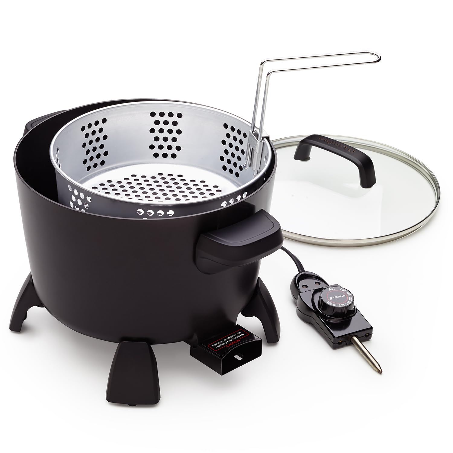Presto 8-Quart Big Kettle, Steamer and Deep Fryer Multi-Cooker, Black