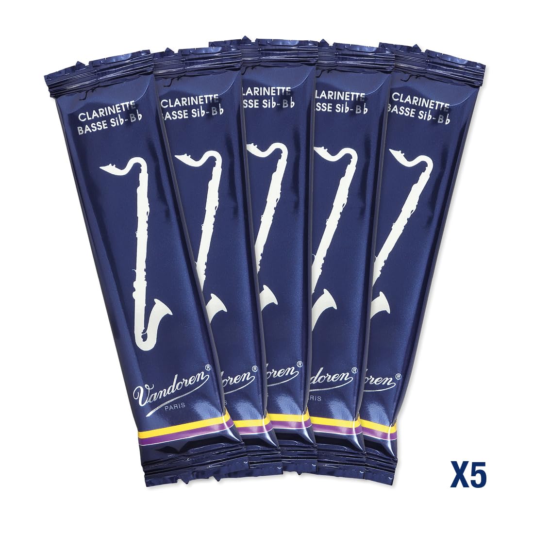 Vandoren CR123 Bass Clarinet Traditional Reeds Strength 3; Box of 5