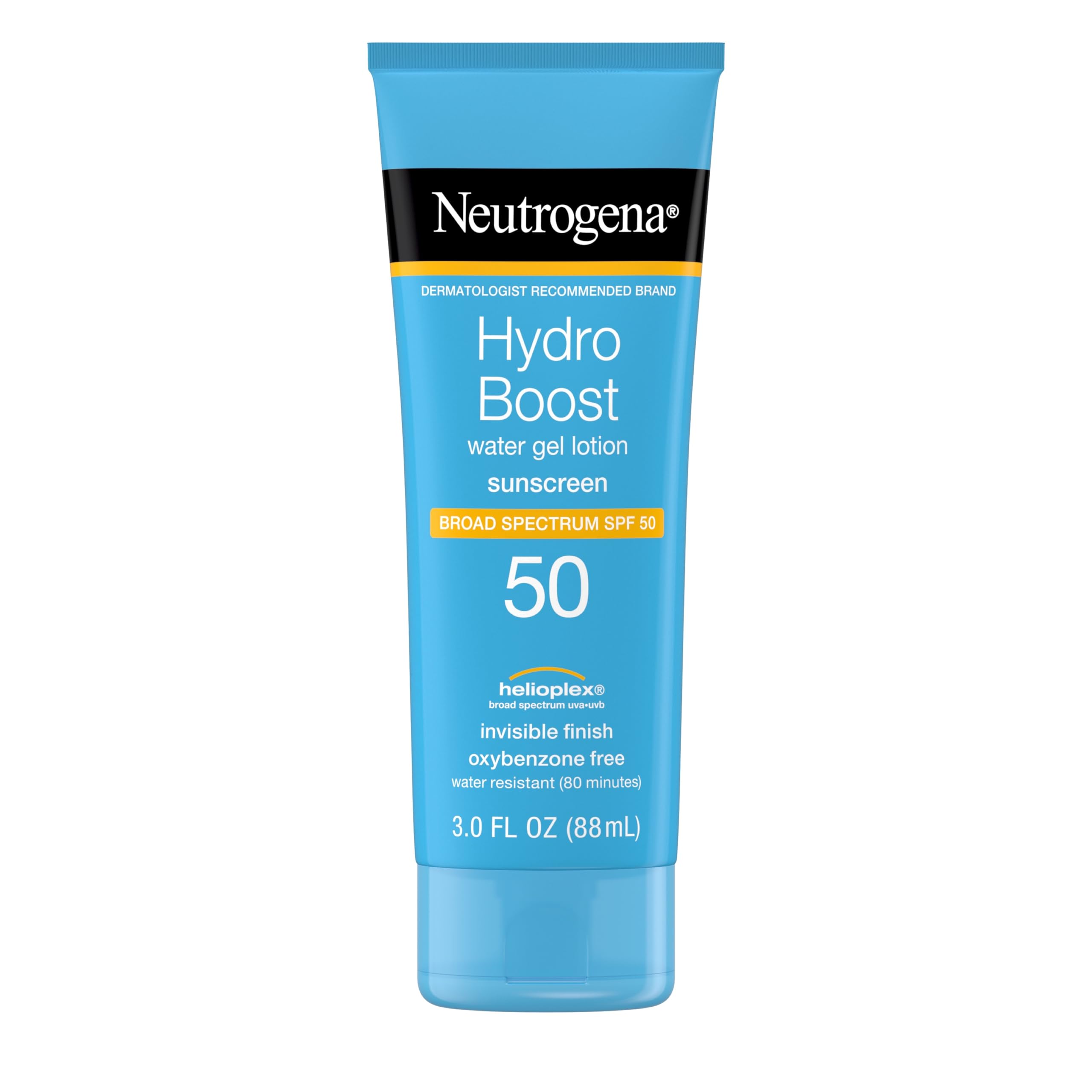 Neutrogena Hydro Boost Moisturizing Water Gel Sunscreen Lotion with Broad Spectrum SPF 50, Water-Resistant & Non-Greasy Hydrating Sunscreen Lotion, Oil-Free, 3 fl. oz, Pack of 3