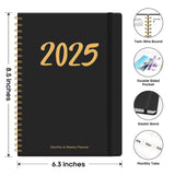 2025 Planner, Weekly and Monthly Planner Spiral Bound, Jan 2025 - Dec 2025, Hardcover 2025 Calendar Planner Book with Tabs, Inner Pocket, Perfect for Office Home School Supplies - A5 (6.3" x 8.5"), Green