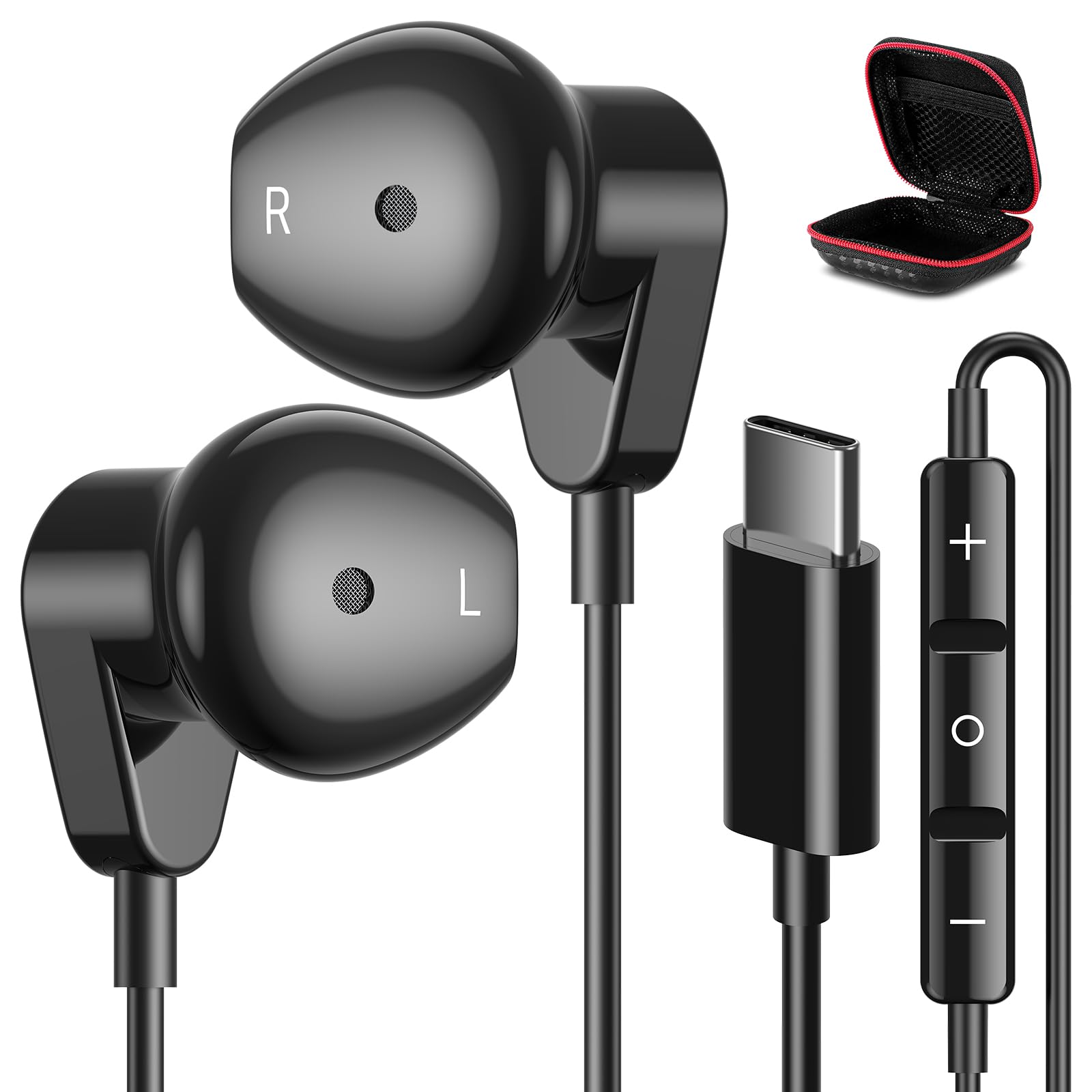 USB C Headphones for iPad Pro iPhone 15 Pro 16 Pro,USB Type C Earphones HiFi Stereo USB C Wired Earbuds Microphone Volume Control for Samsung S23 Ultra S22 S21 Note20 A54,Pixel 9 8 7 6 6a 5 4,OnePlus9
