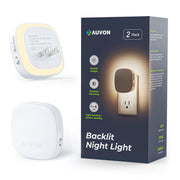 AUVON Plug-in LED Backlit Night Light with Motion Sensor & Dusk to Dawn Sensor, Dimmable Warm White Nightlight with 1-50 lm Adjustable Brightness for Bathroom, Bedroom, Hallway, Stairs (2 Pack)