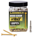 LIONMAX Deck Screws 3 Inch, Wood Screws #10 x 3, 100 PCS, Rust Resistant, Exterior Epoxy Coated, Outdoor Decking Screws, Torx/Star Drive Head Deck Screw, T25 Star Bit Included, Tan