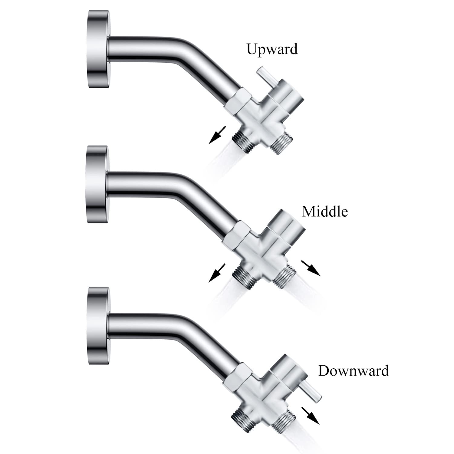 Sneatup Solid Brass 3-way G1/2 Shower Diverter Chrome Plating