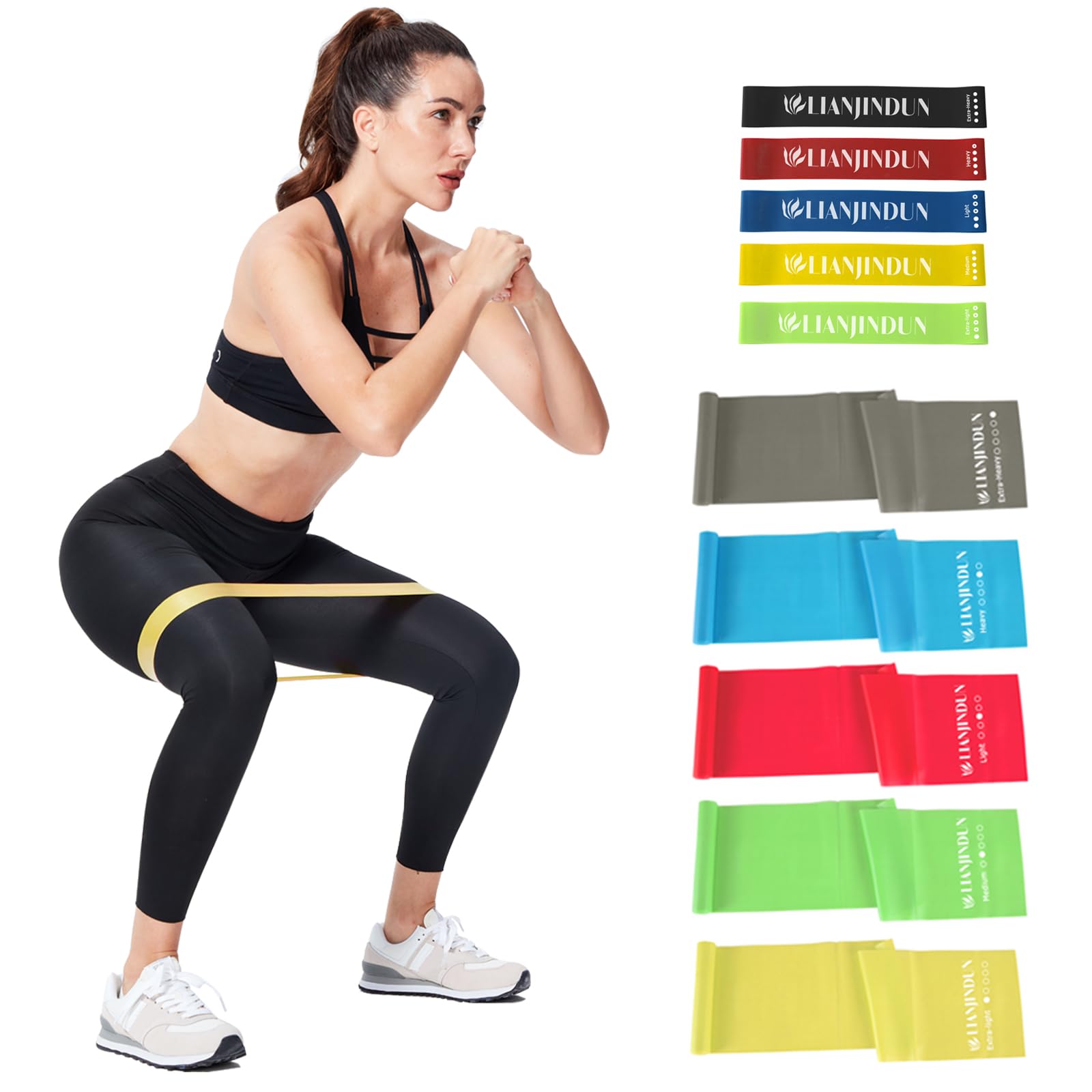 5 Pcs Professional Resistance Bands. Latex-Free, Elastic Band, Work Out Bands, Stretch Bands for Working Out Women or Men, Exercise Bands Set for Physical Therapy, Yoga, Pilates