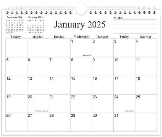 Calendar 2025-18 Months Calendar from January 2025 to June 2026, Wall Calendar 2025-2026 with Thick Paper, 8.5" x 11", Black