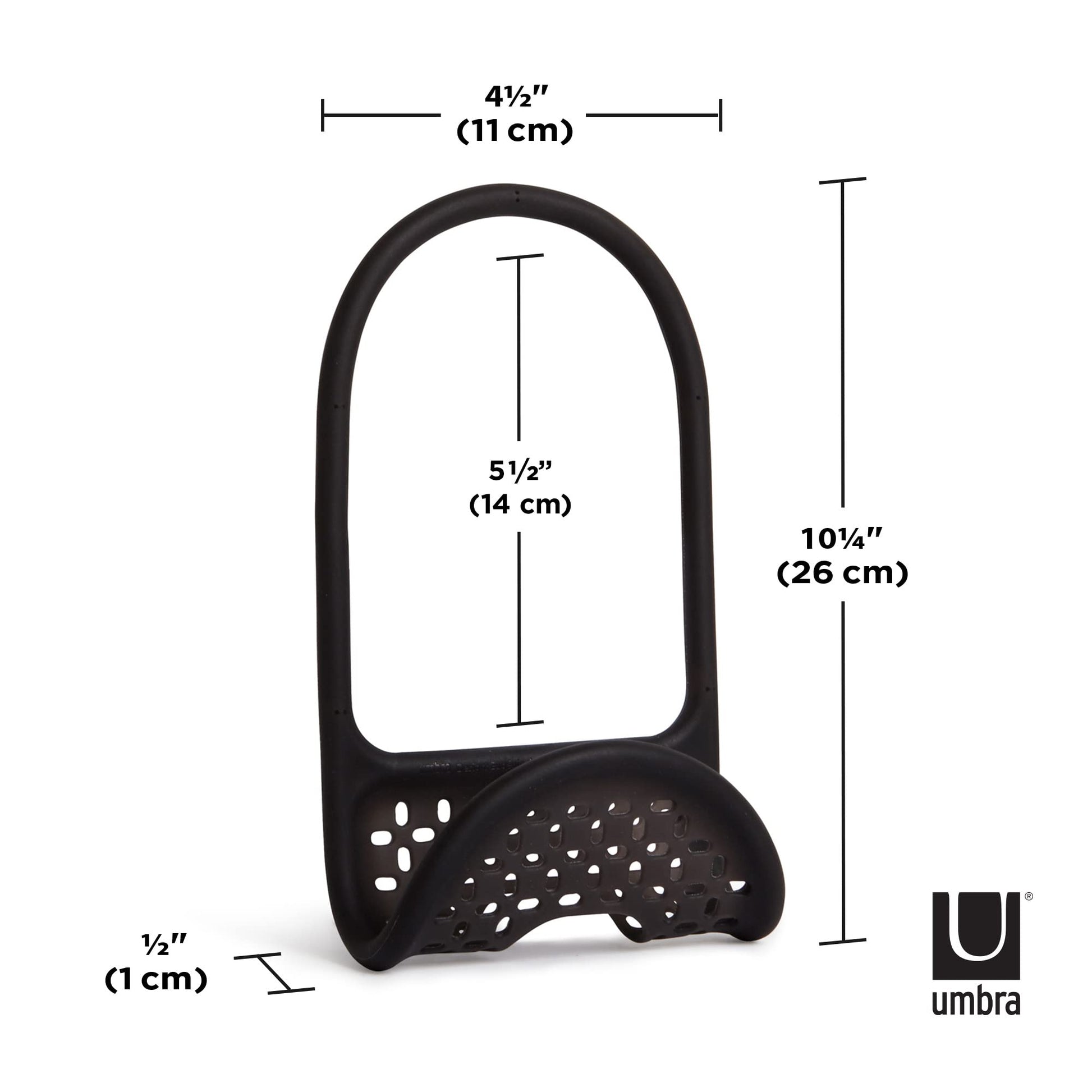 Umbra Sling Kitchen Sink Accessory, Single-Sided Sponge Holder, Black