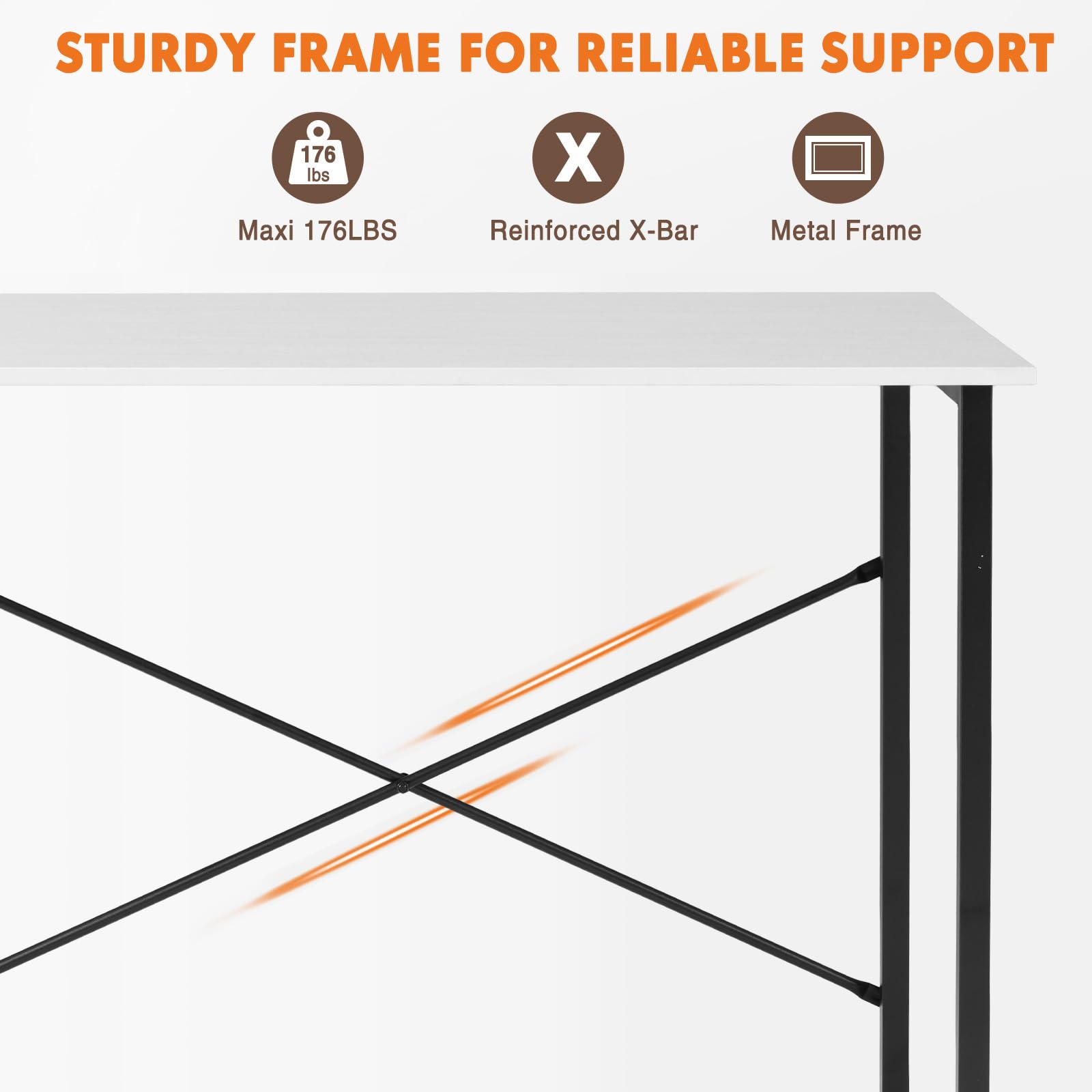Sweetcrispy Computer Small Desk, 32 Inch Office Writing Work Study Kids Student Home Bedroom Table with Metal Frame Wooden Tabletop No Wheels - White Wood