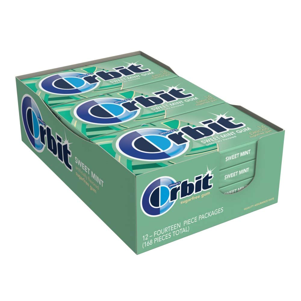 Orbit Sweet Mint Sugar Free Chewing Gum Bulk, 12 Packs, 14 Pieces Each (168 Total)