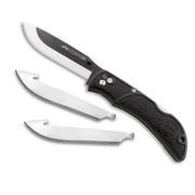 OUTDOOR EDGE 3.5" Onyx EDC - Replaceable Blade Folding Pocket Knife with Dual Thumb Opener and Pocket Clip with 3 Blades