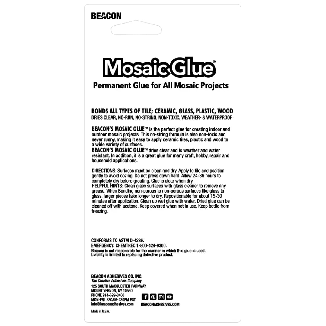 BEACON Mosaic Glue - Non-Toxic & Water Resistant, Ideal for All Tiles & Surfaces, 2-Ounce