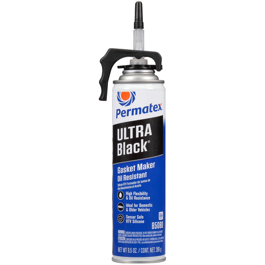 Permatex 85080 Ultra Black Maximum Oil Resistance RTV Silicone Gasket Maker, Sensor Safe And Non-Corrosive, For High Flex And Oil Resistant Applications 9.5 oz