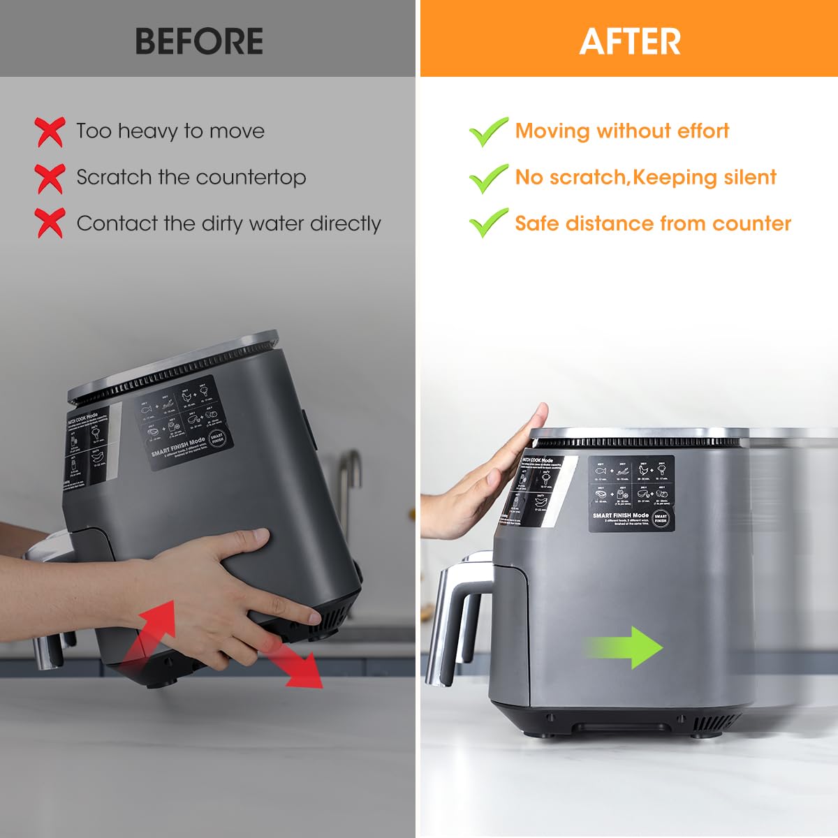 Aieve Appliance Rollers, 8 Pack Small Appliance Slider, Self Adhesive Caster Wheels, Mini Swivel Wheels for Kitchen Countertop Easy Moving