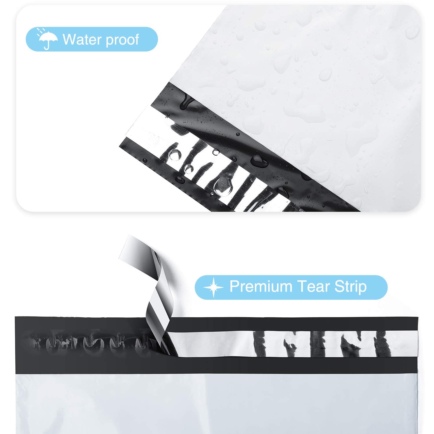 Fuxury Poly Mailers 10x13 Inch 100 Pack,Shipping Bags for Clothing,Strong Adhesive Mailing Envelopes,Self Seal Plastic Postal Return Package Bags for Small Business,White
